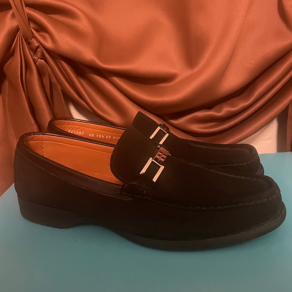 Moreschi Black Suede Bit Loafers Mens 10.5 Made in Italy